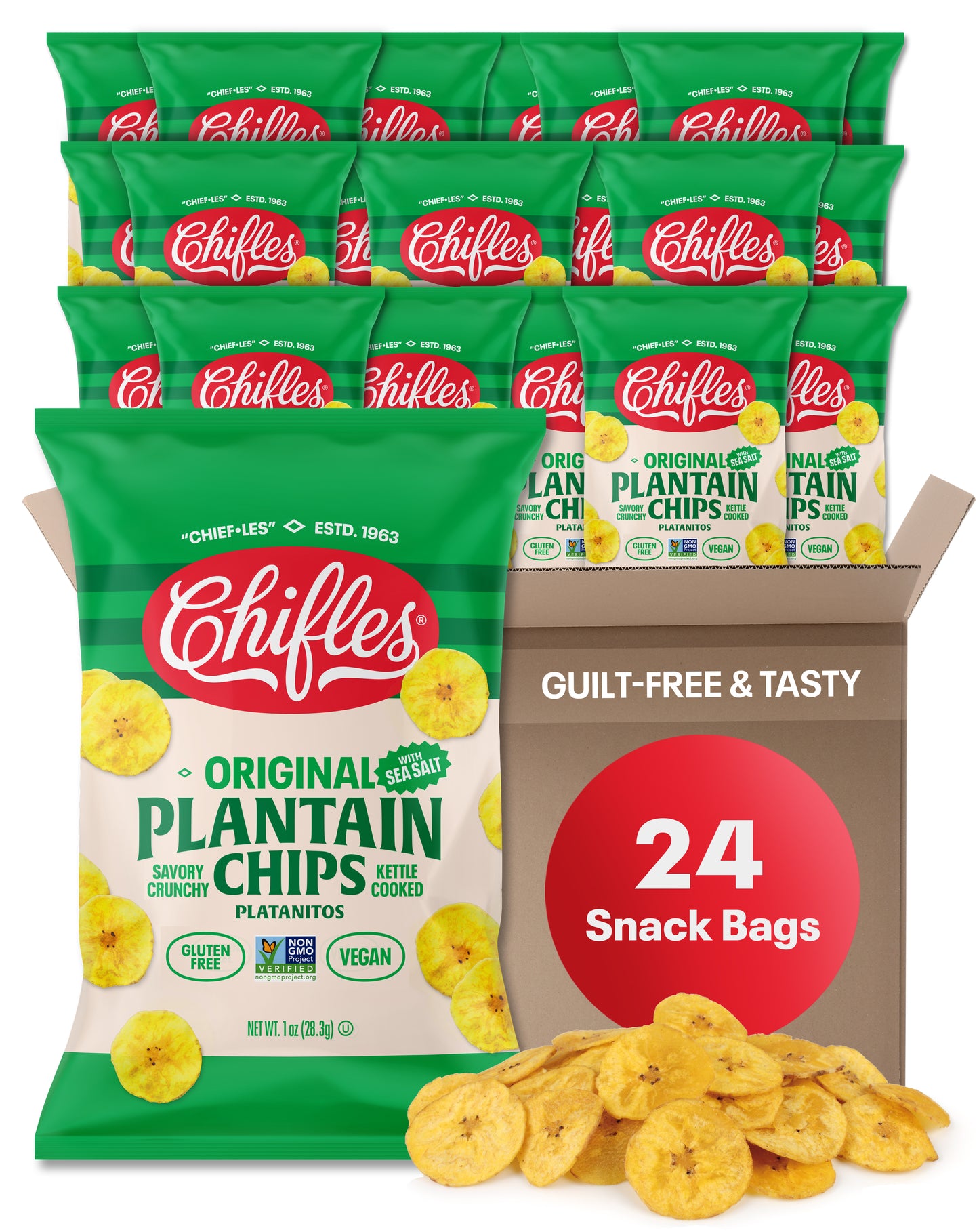 Original Salted Plantain Chips - 24 Single-Serve Packs, 1 oz ea