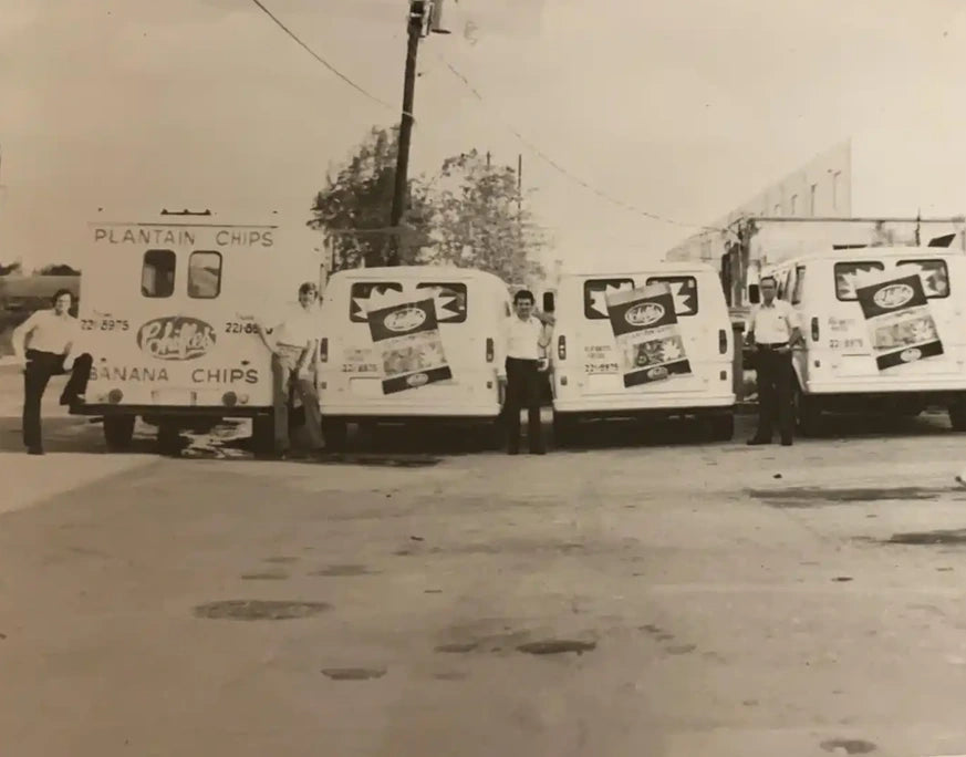 Drivers with a fleet of Chifles plantain chip delivery trucks in Tampa