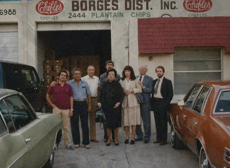 The extended family gathered outside the original Chifles distribution warehouse